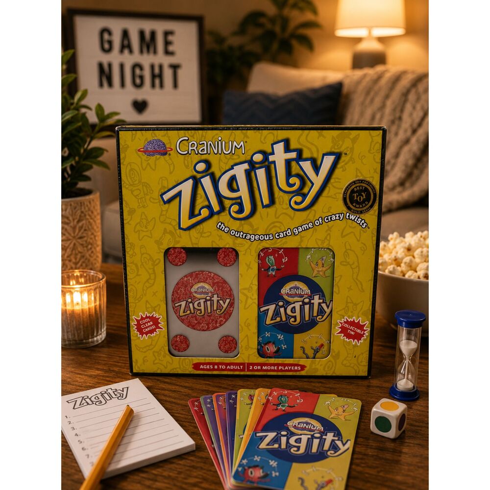 NEW Cranium Zigity Card Game Sealed 4-in-1 Family Party Game w/ Collectible Tin